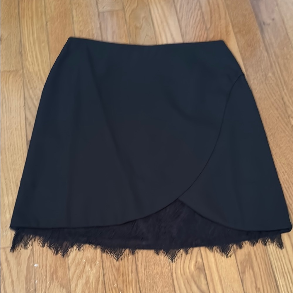 Elegant Black Skirt with Lace Trim